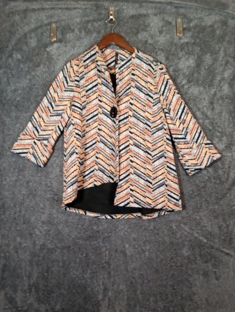Ic By Connie K Geometric Colorful Art To Wear Chevron Print Swing Jacket Top M